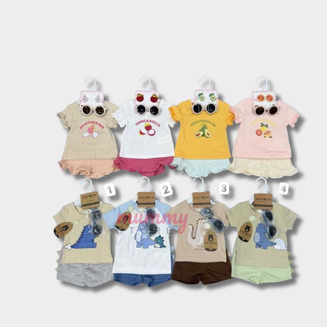 R/B Glasses Girl Boy Baby Kids Hair Clip Set OOTD Playset Muslin Cotton Soft