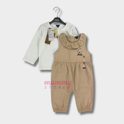 Jumpsuit Lengan Panjang Thsirt Sulam Butang Belakang Corak OOTD Sulam Baby Girl