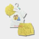 Set 3In1 Hat Kargo Short Cute Design Material OOTD
