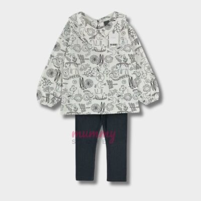 Sweatshirt Set 2pcs Girl OOTD Cute Design Black White