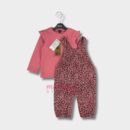 Overall T-shirt Longsleeve Ruffle Button Adjust Long Pants Pink Leopard Baby OOTD