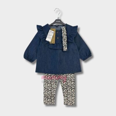 Set Girl Blouse Long Sleeve 3in1 Cotton Accessories OOTD Baby Headband Ruffles