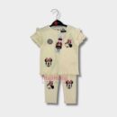 Set 2in1 Baby Girl Long pant Pleated Material Cotton Cream Soft Nude Color OOTD Trending Cartoon
