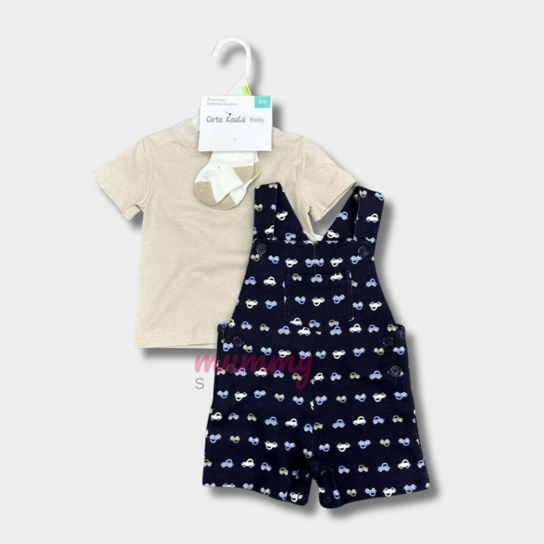 Overall Baby Boy OOTD Cute Material Design 3in1 Set