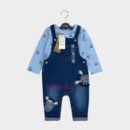 Overall Baby Boy Denim Cotton Soft Blue 3D Long Sleeve Button Pocket OOTD Best Material Cotton Soft (OMS1)