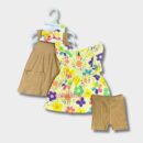 Dress Baby Girl Set 4in1 Cotton Pleated Design Premium Soft OOTD