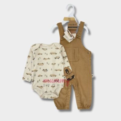 Overall Set Romper Longsleeve  With Sock Baby