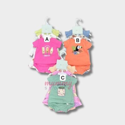 3-Piece Outfit Set for Girls Baby OOTD Playset with Jumper Short Sleeve