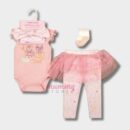 Set Girl Baby 4in1 Set Tutu Long Pant Legging Socks Accessories Headband Romper Set Hanger Cute Cotton Design