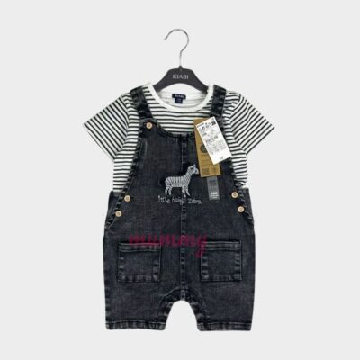 Overall Zebra Baby Denim Soft 3D Black OOTD Soft Material Cute