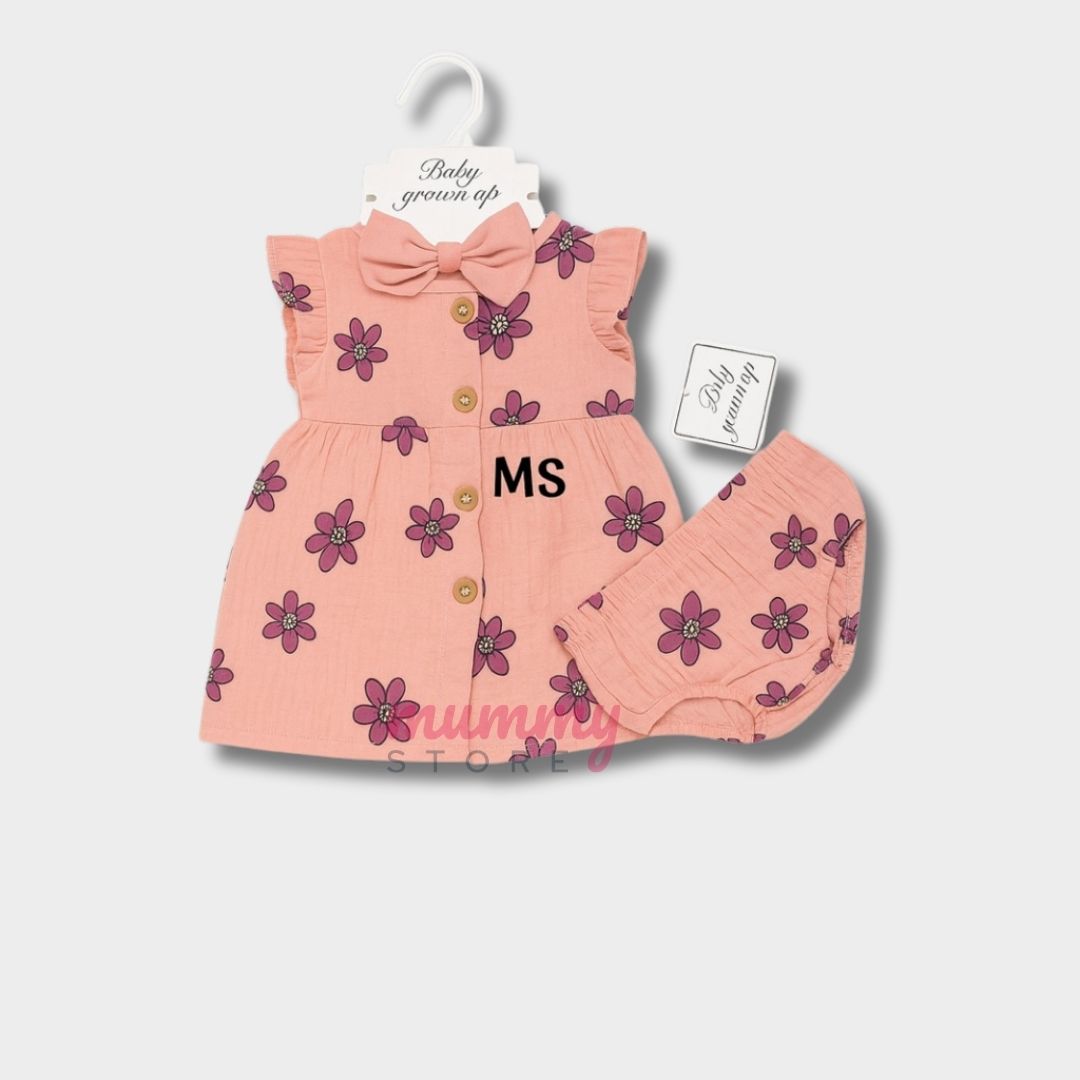 Set Dress 3In1 Girl OOTD Trending Design Soft Color Best Material Headband Button Dress - Image 2