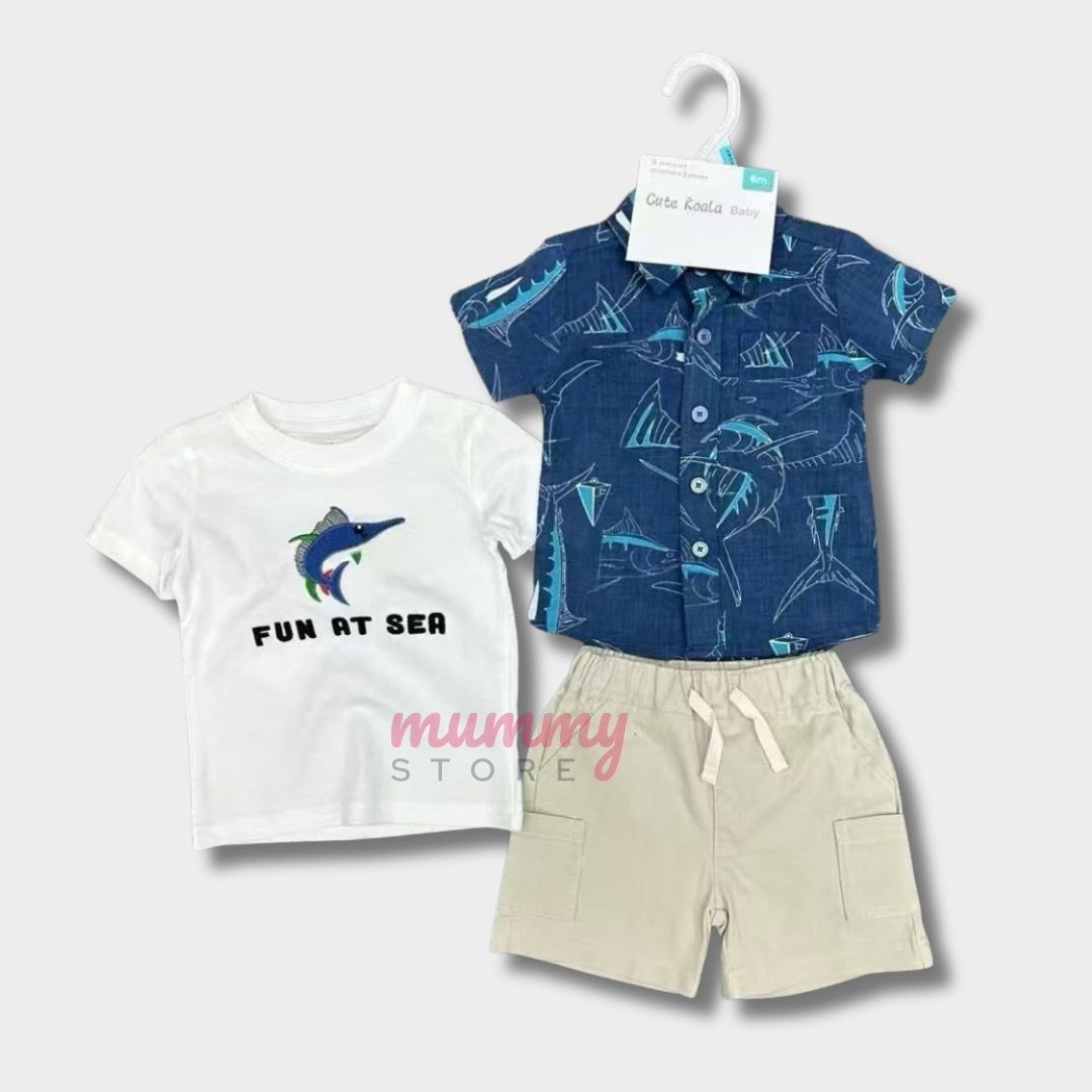 Combo Playset Shirt Cargo Casual Set 3in1 Short Pant - Image 3