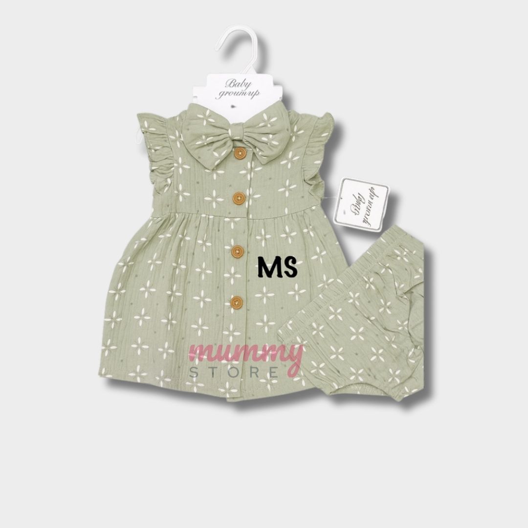 Set Dress 3In1 Girl OOTD Trending Design Soft Color Best Material Headband Button Dress - Image 3