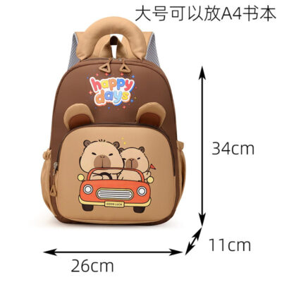 Cute Capybara Kids Backpack | Happy Days Cartoon School Bag for Kindergarten & Toddler | Beg Sekolah Budak Murah