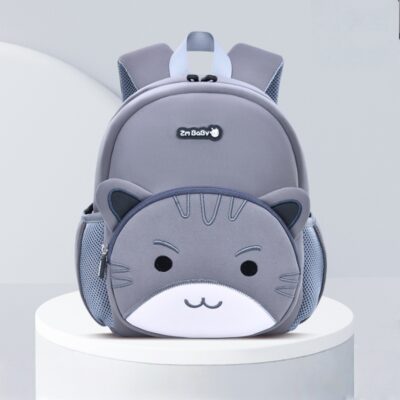Grey Cat - Kids School Bag Kindergarten Backpack for Girls Boys (CODE28)